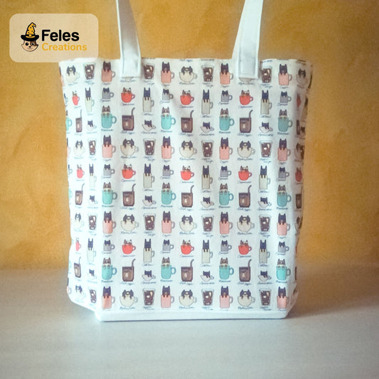 Borsa shopper a tema Gatti e caffè