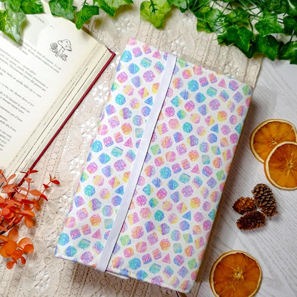 Book cover "Dadi arcobaleno bianca" | Custodia per libri regolabile