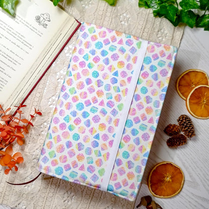 Book cover "Dadi arcobaleno bianca" | Custodia per libri regolabile