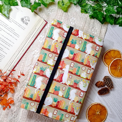 Book cover "Gatti in libreria beige" | Custodia per libri regolabile