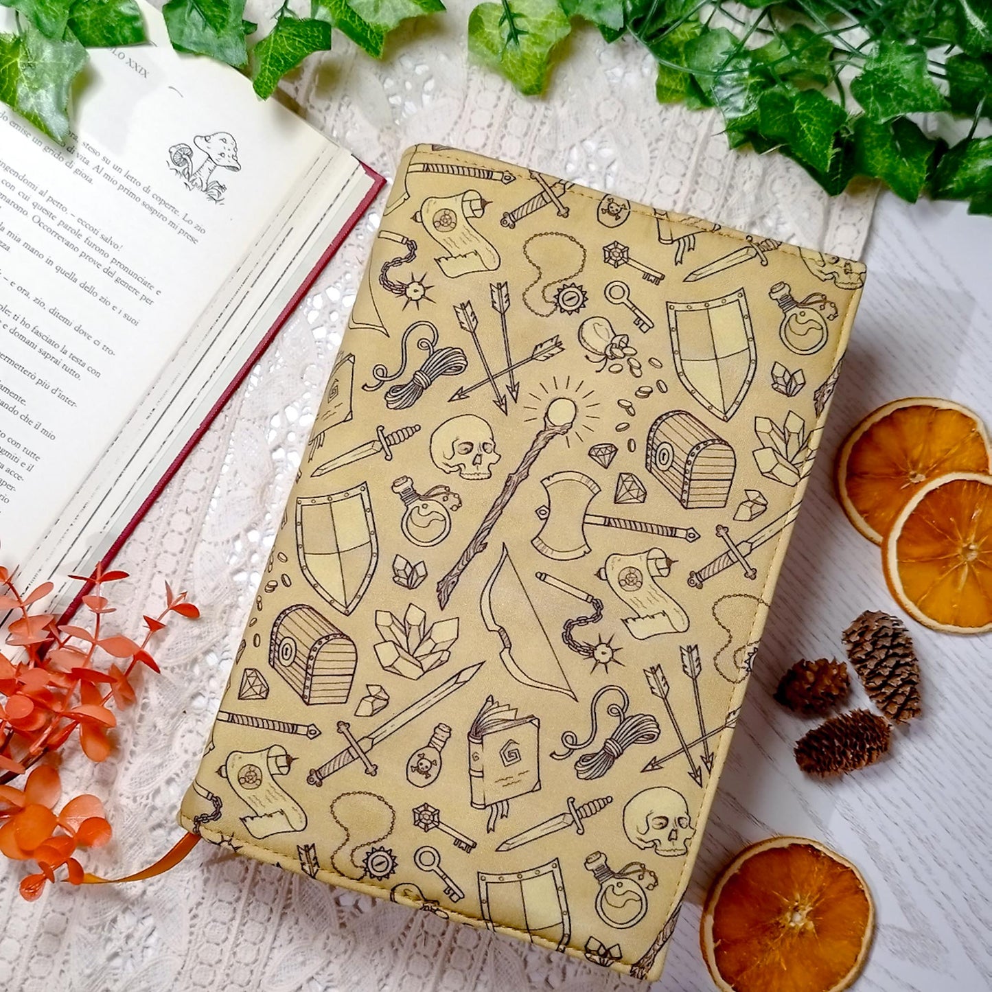 Book cover "Oggetti fantasy marrone" | Custodia per libri regolabile