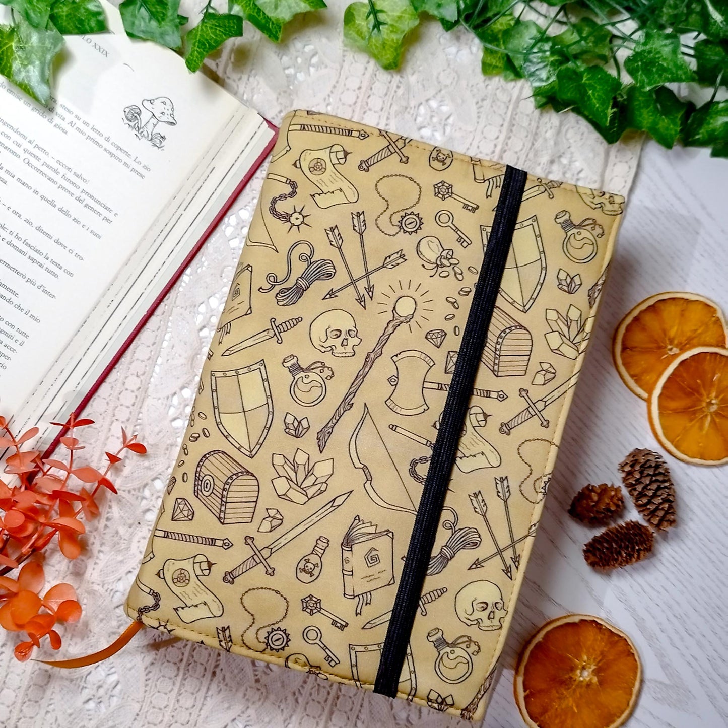 Book cover "Oggetti fantasy marrone" | Custodia per libri regolabile