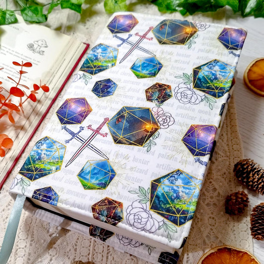 Book cover "Dadi e fiori" | Custodia per libri regolabile