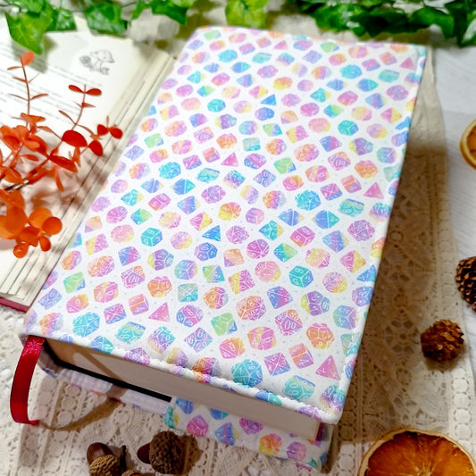 Book cover "Dadi arcobaleno bianca" | Custodia per libri regolabile