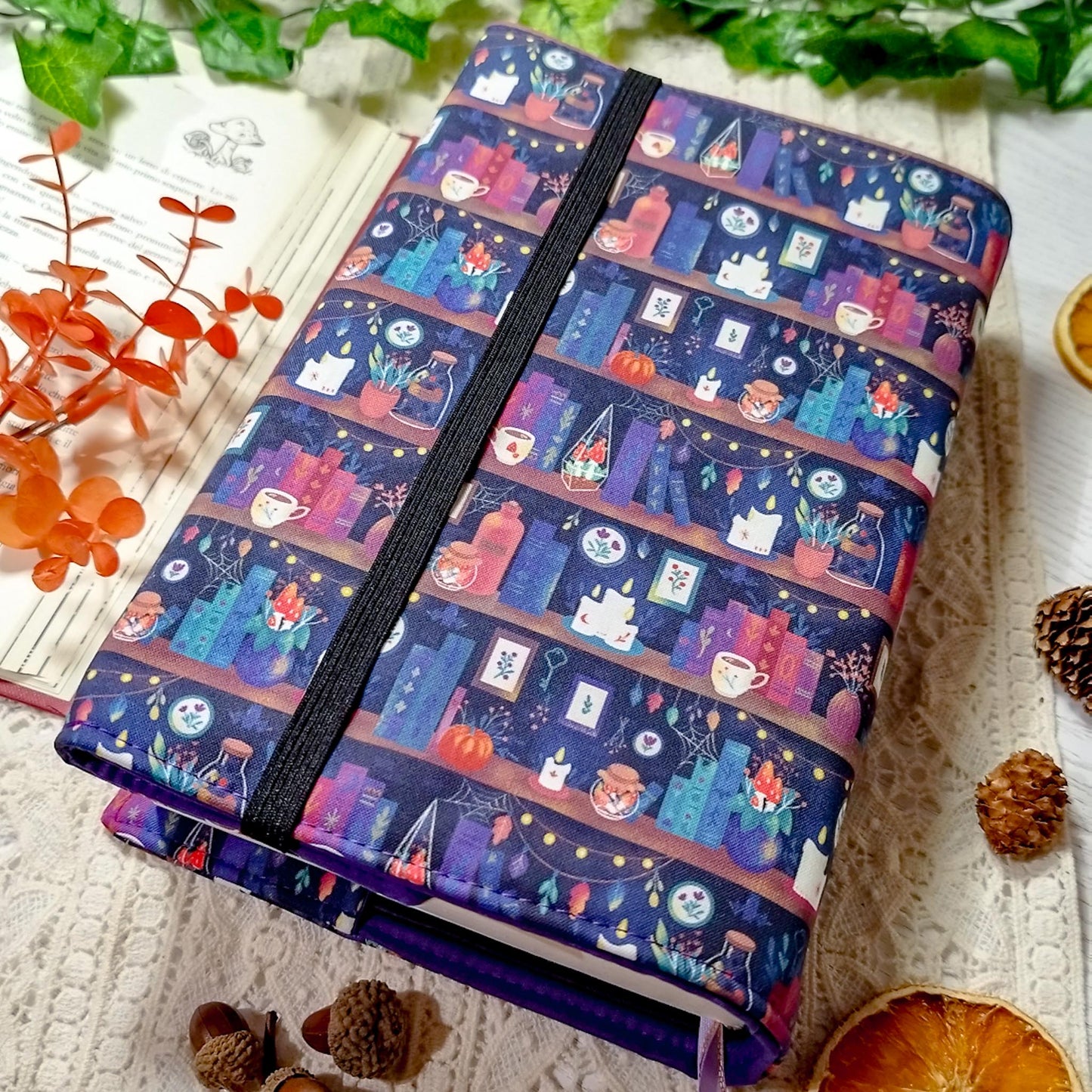Book cover "Libri delle streghe e candele" | Custodia per libri regolabile
