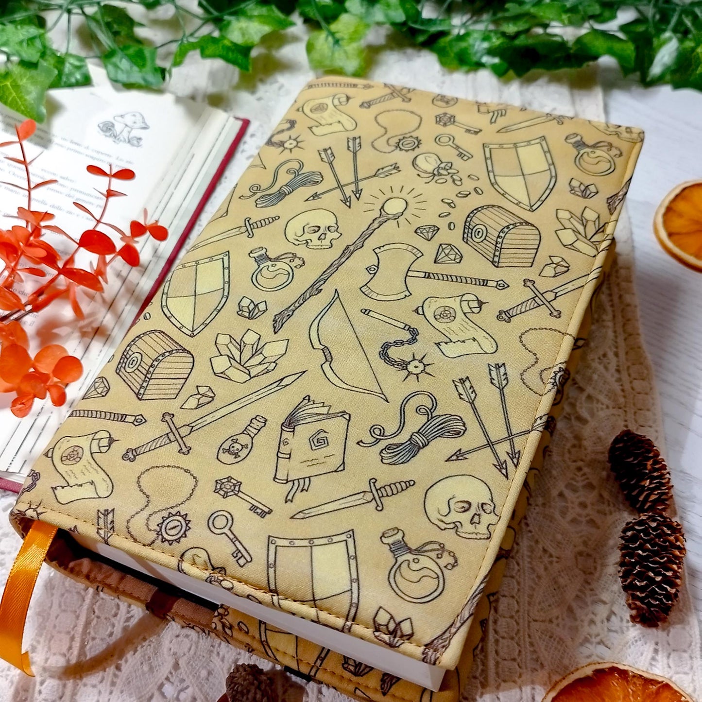 Book cover "Oggetti fantasy marrone" | Custodia per libri regolabile