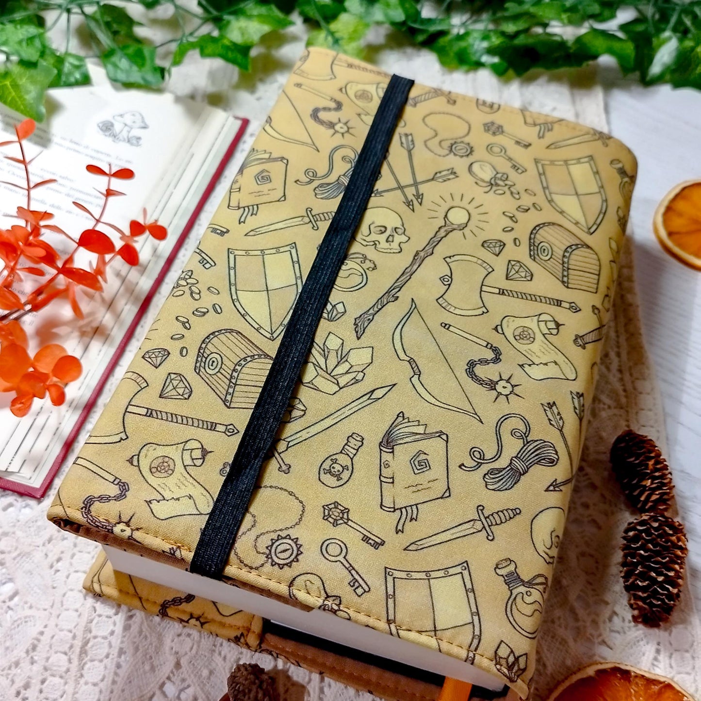 Book cover "Oggetti fantasy marrone" | Custodia per libri regolabile