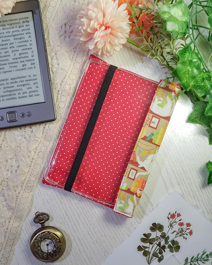 Cover rigida rimovibile per ebook reader Kindle e Kobo "Gatti in libreria beige"