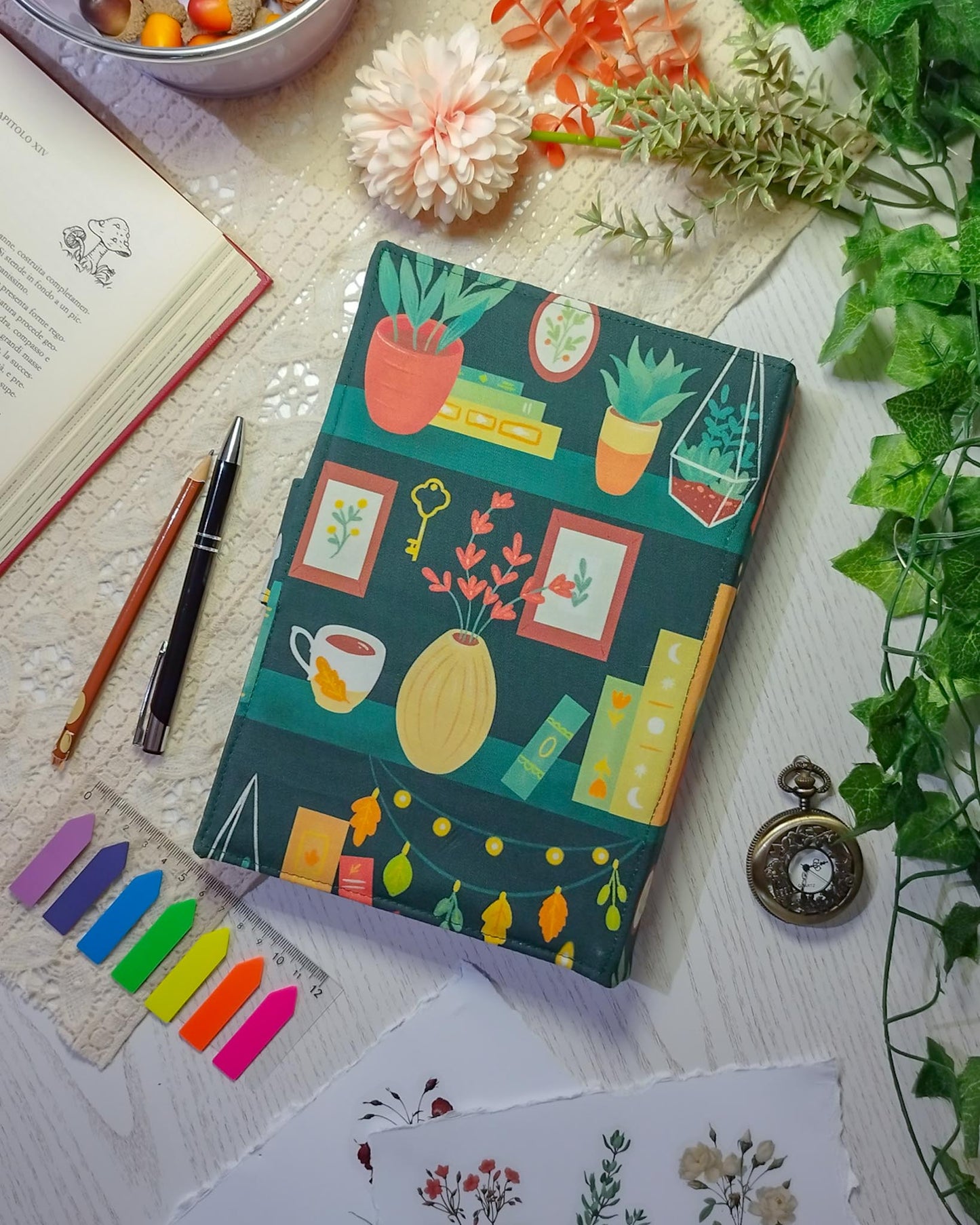Raccoglitore ad anelli A5 e A6 "Libri e candele"