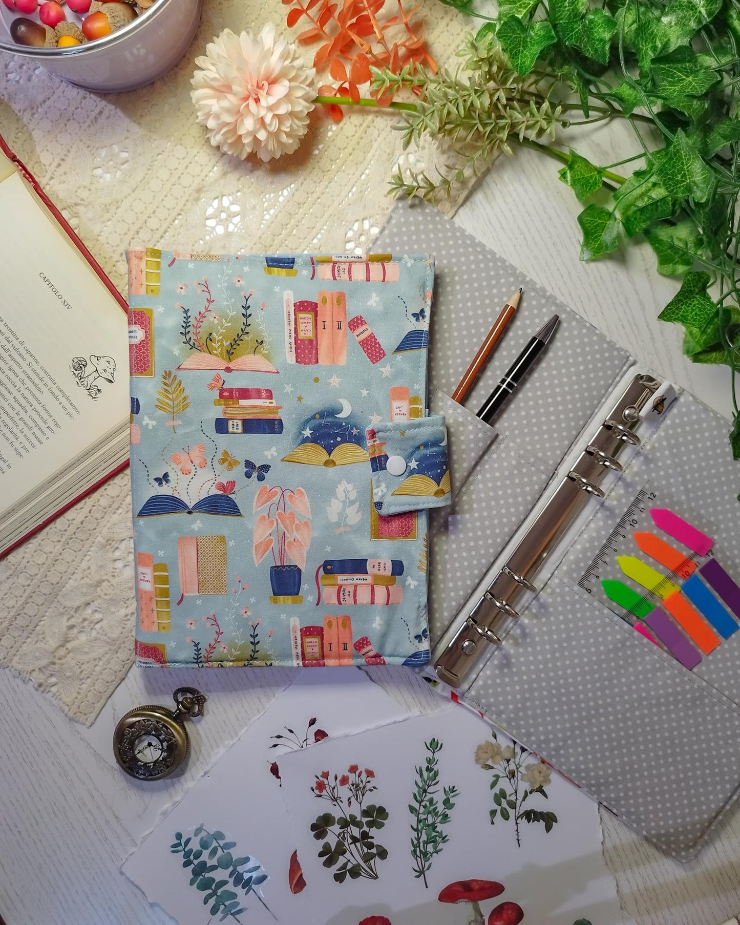 Raccoglitore ad anelli A5 e A6 "Libri e piante"