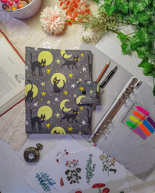 Raccoglitore ad anelli A5 e A6 "Gatti e lune"