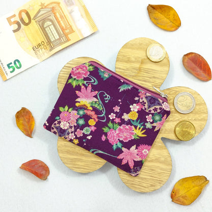 Portamonete "Fiori sakura viola"