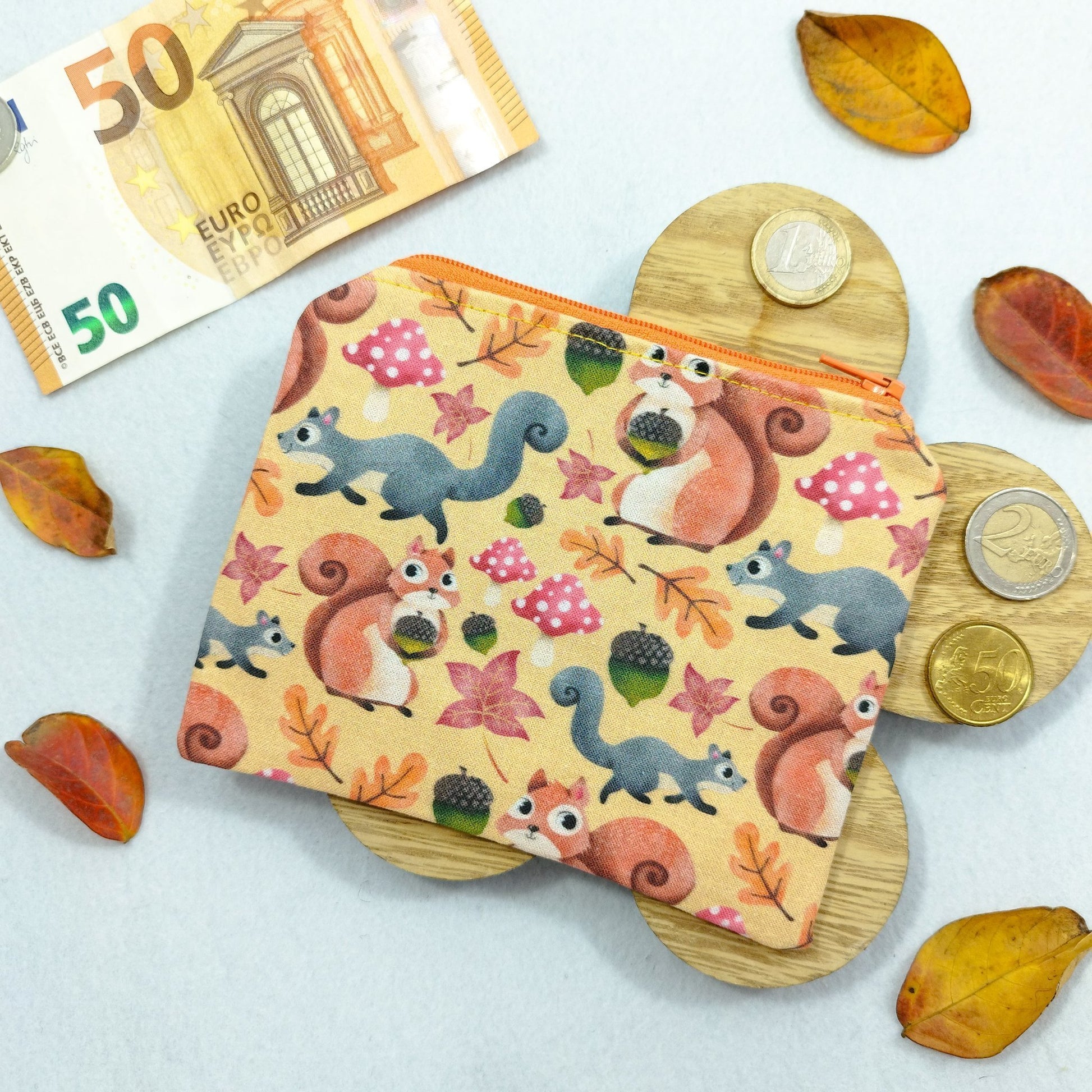 Portamonete "Scoiattoli in autunno"