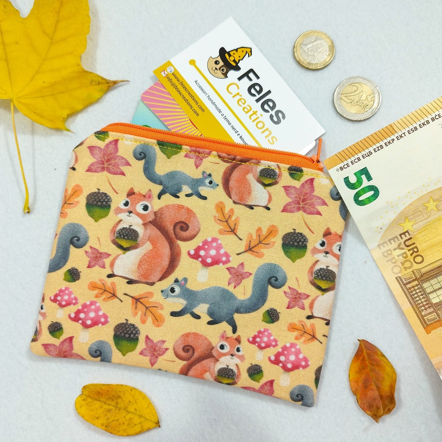 Portamonete "Scoiattoli in autunno"