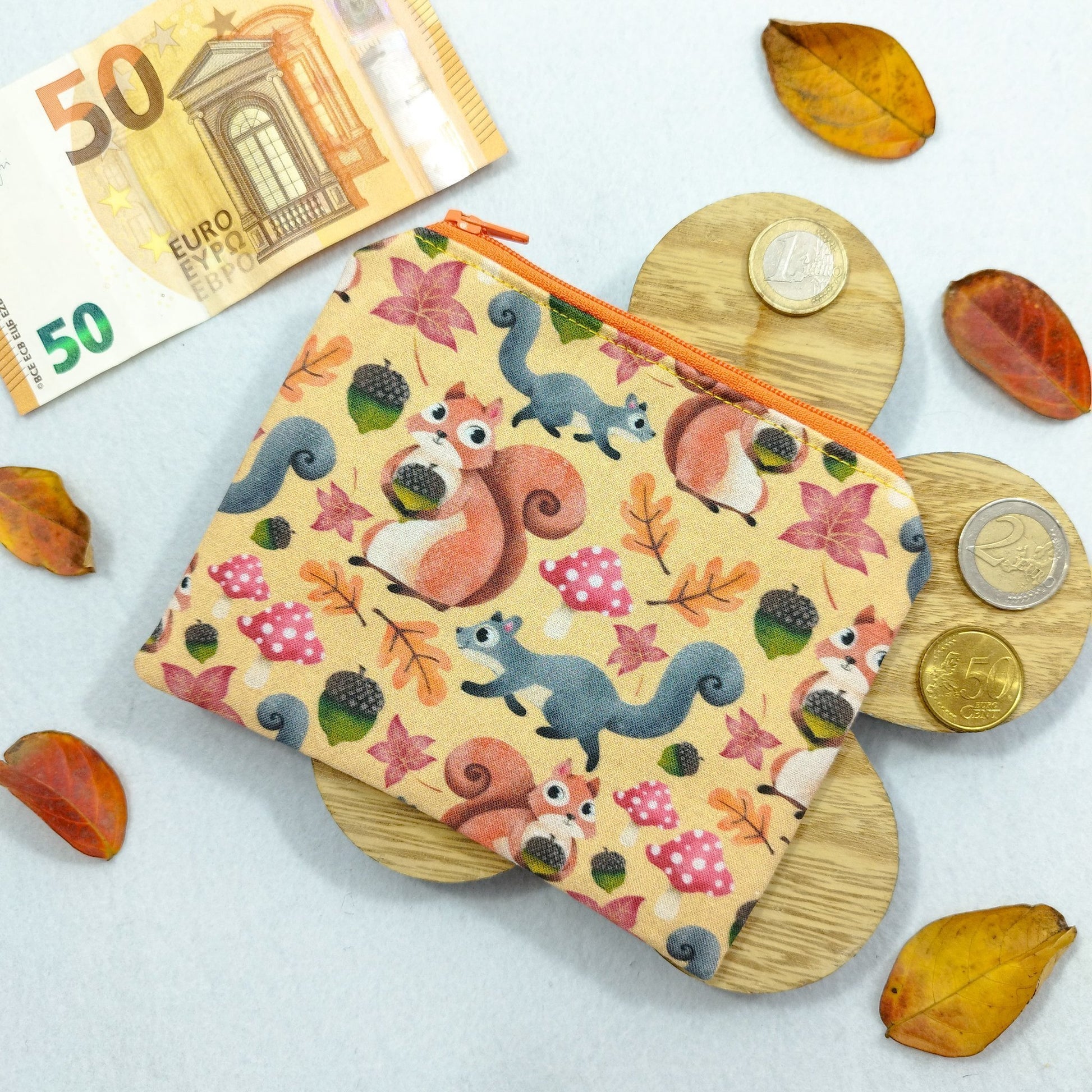 Portamonete "Scoiattoli in autunno"