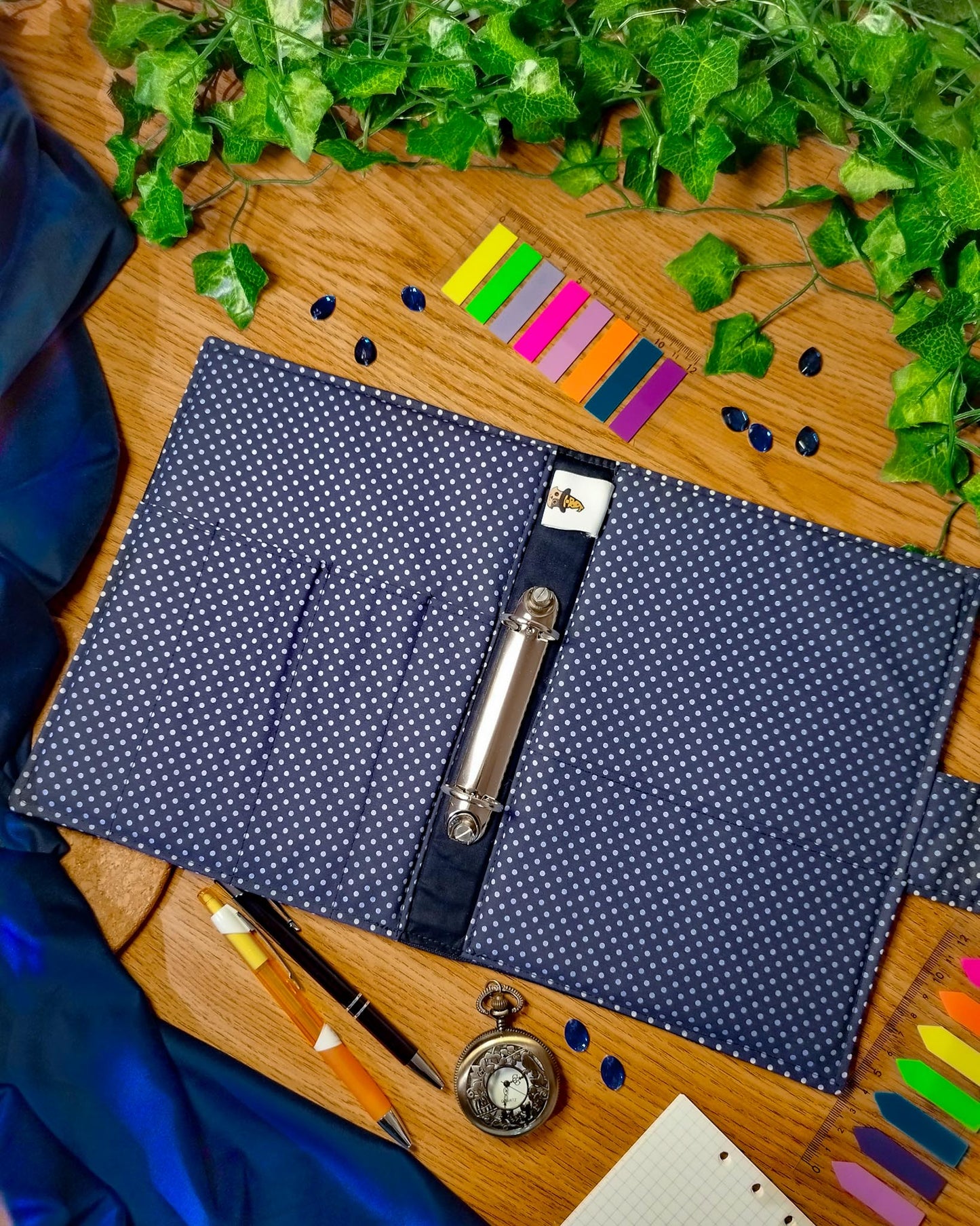 Raccoglitore ad anelli interno 2 anelli e con tasche blu stelle