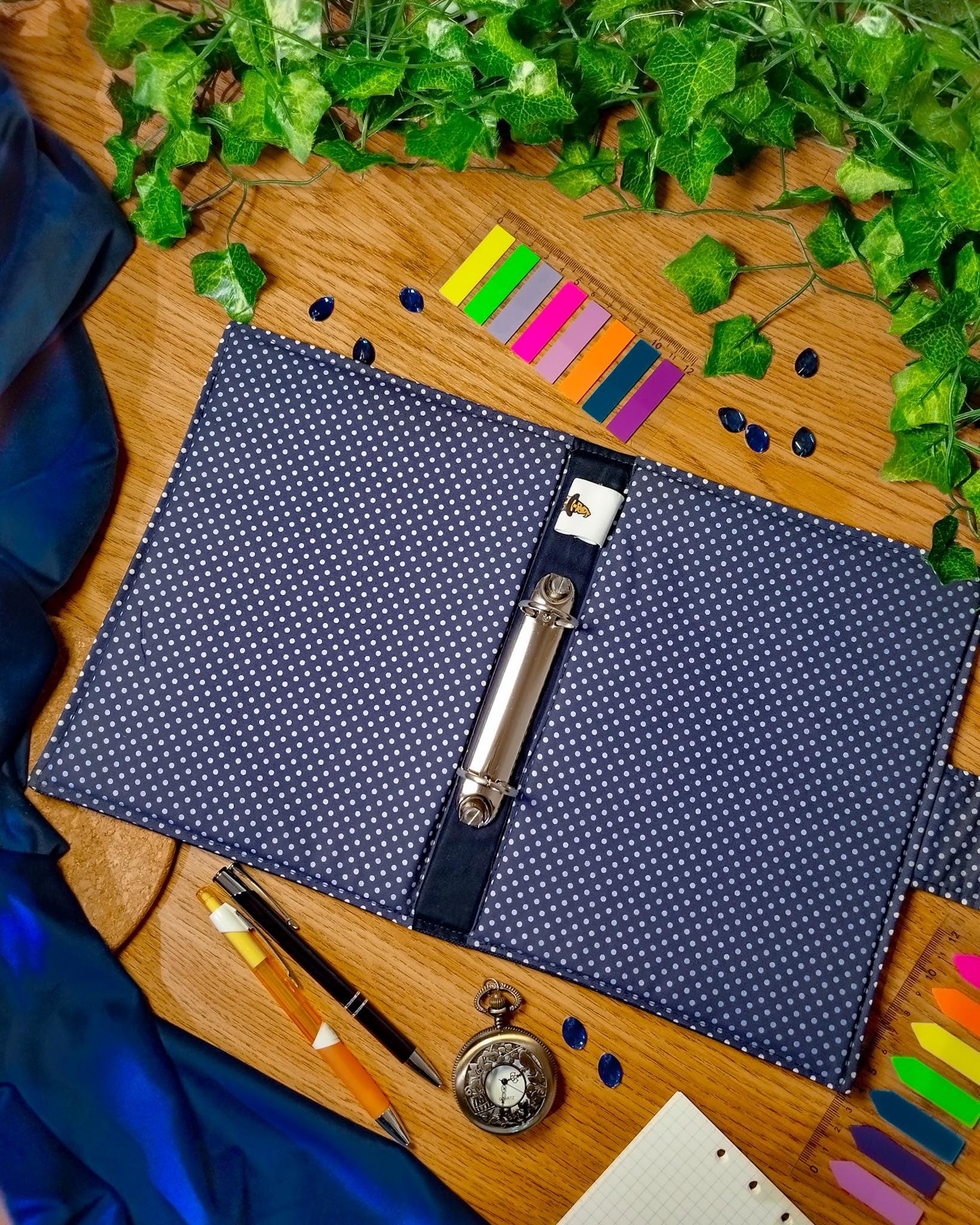 Raccoglitore ad anelli interno 2 anelli e senza tasche blu stelle
