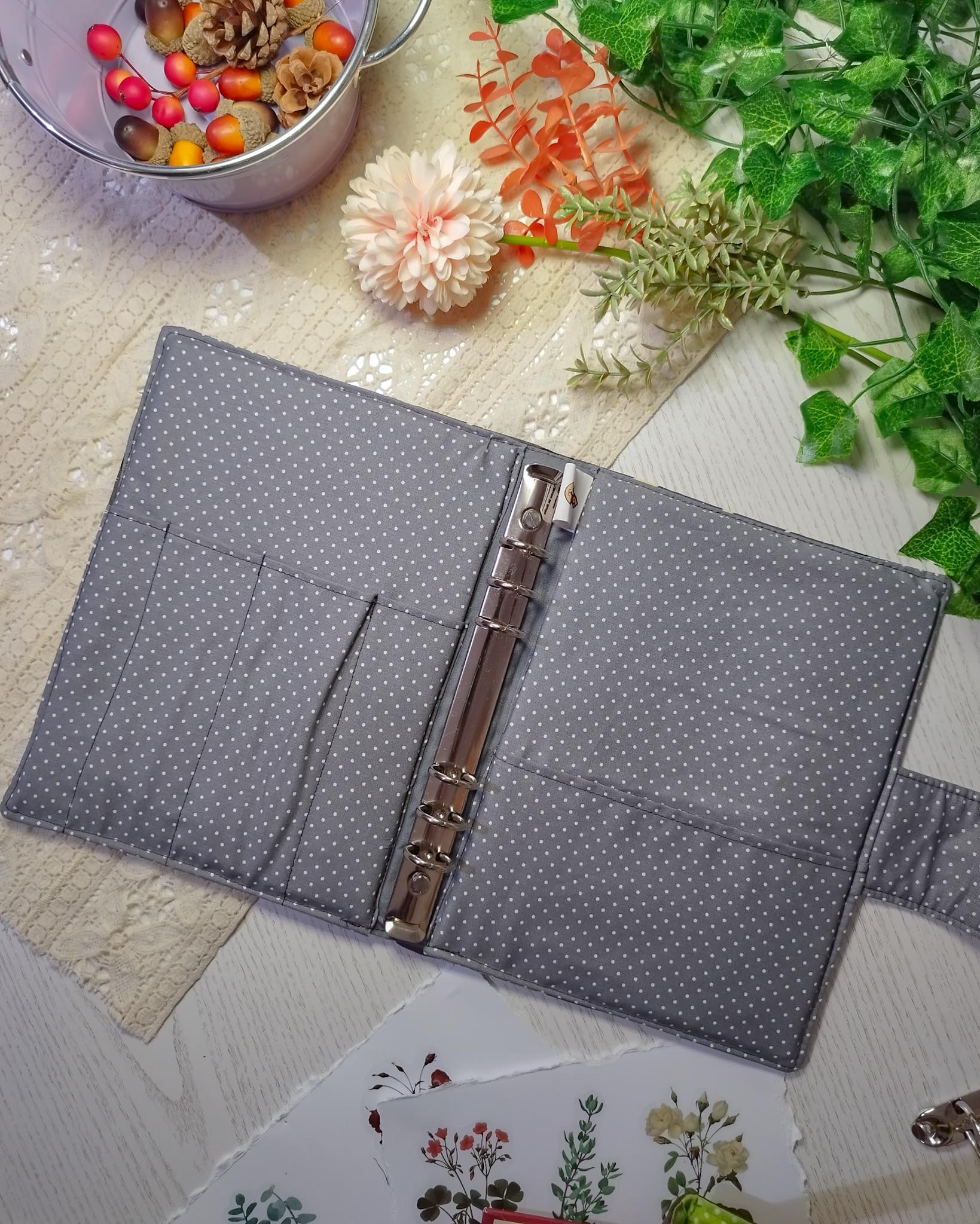 Raccoglitore ad anelli interno 6 anelli e con tasche grigio scuro