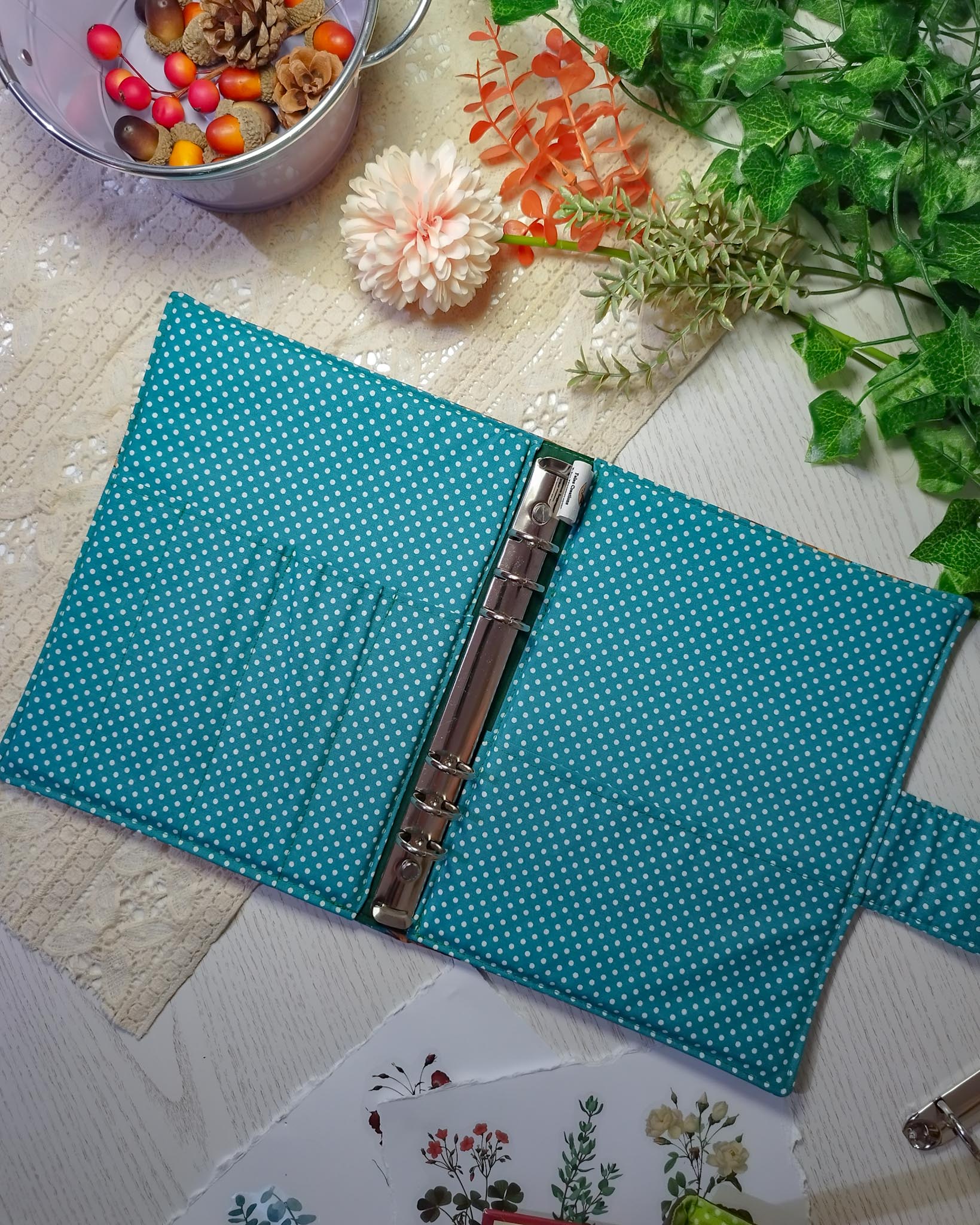 Raccoglitore ad anelli interno con tasche e 6 anelli verde scuro