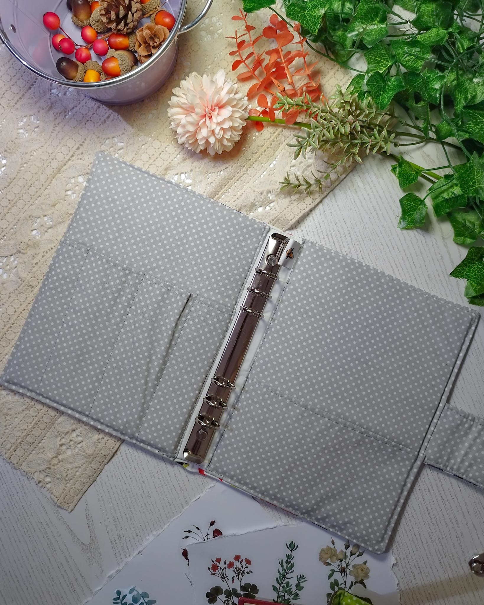 Raccoglitore ad anelli interno con tasche e 6 anelli grigio