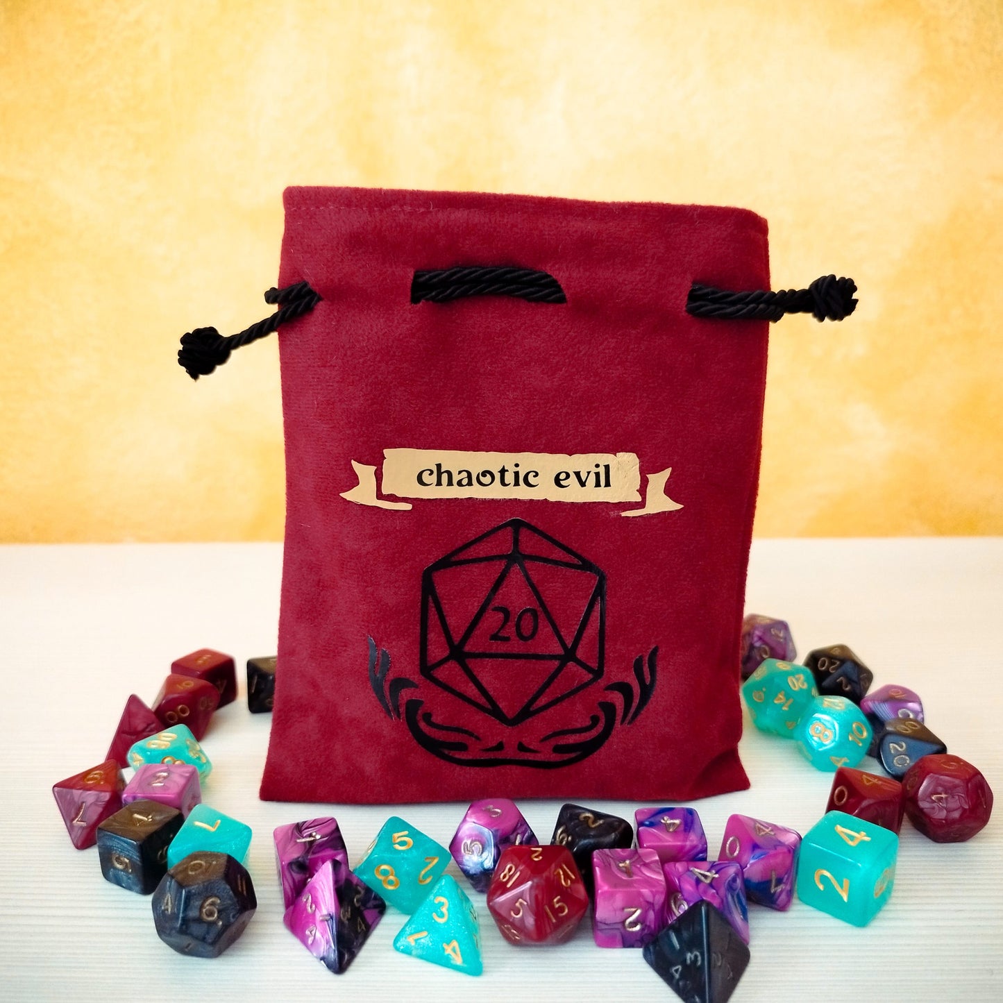 Sacchetto porta dadi allineamento "Chaotic evil"