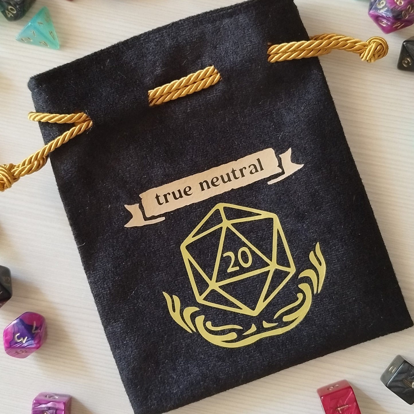 Sacchetto porta dadi allineamento "True neutral"