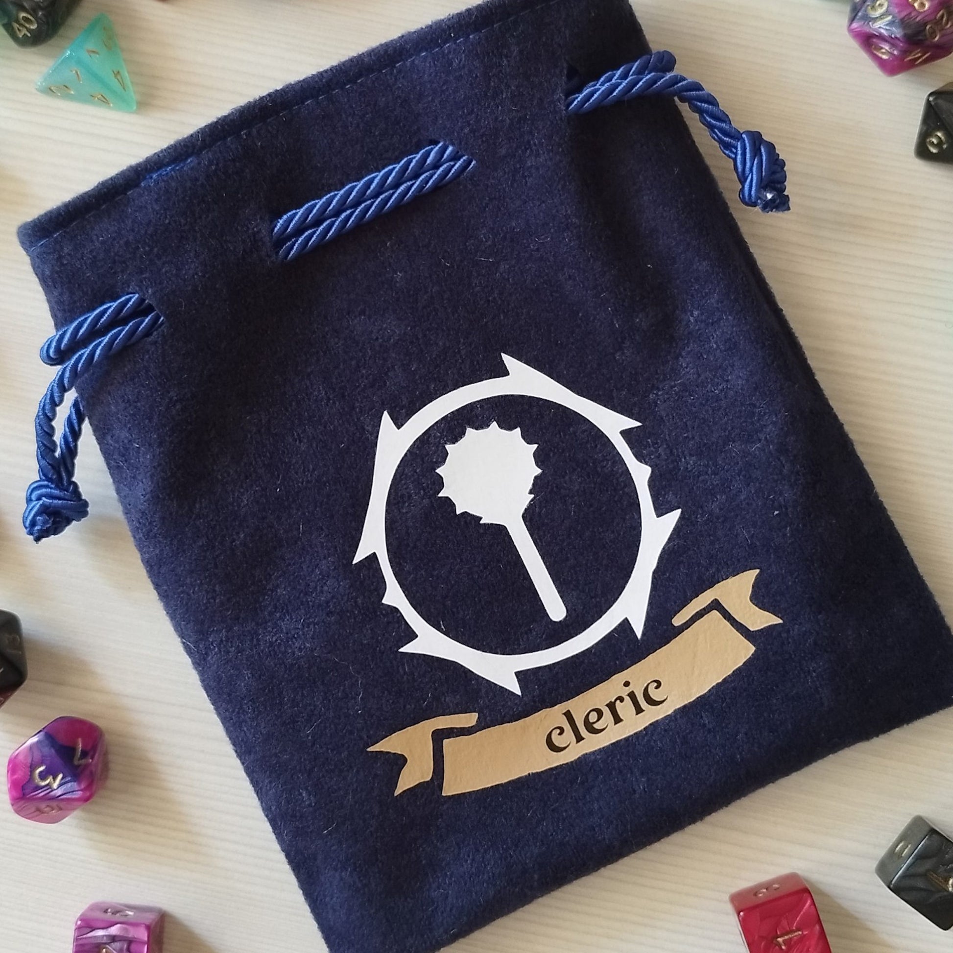Sacchetto porta dadi classe "Cleric" con mazza