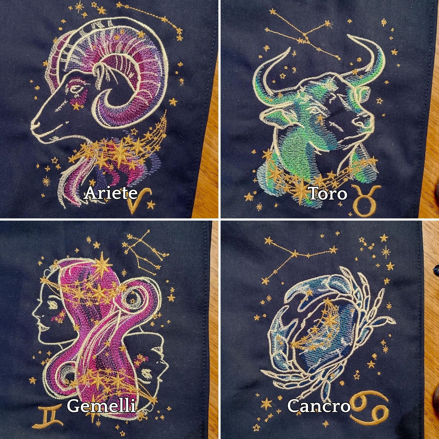 Maglietta in cotone ricamata "Segni zodiacali" | Scegli il tuo segno