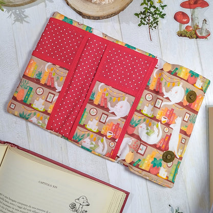 Portafoglio "Gatti in libreria beige"
